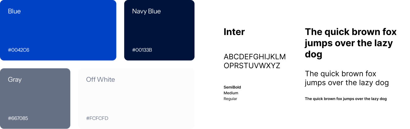 Brand color palette and typography