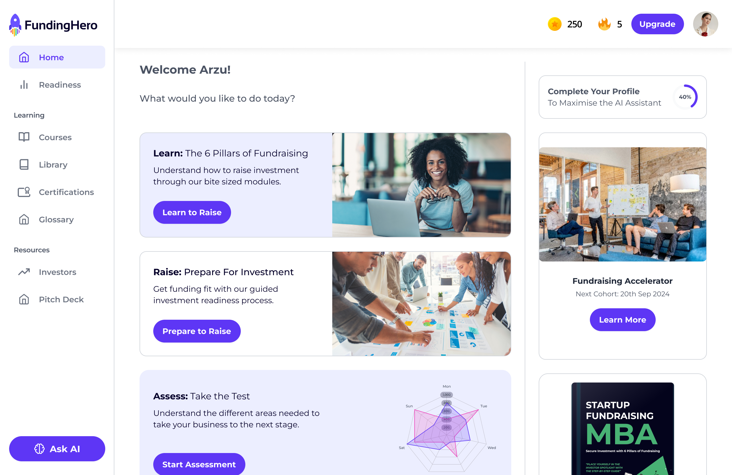 FundingHero app screen